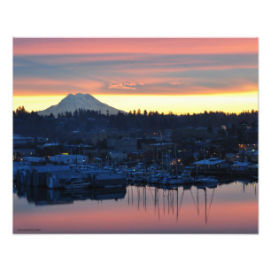 Impression Photo 20X16 le mont Rainier et la marina dans Olympia,
