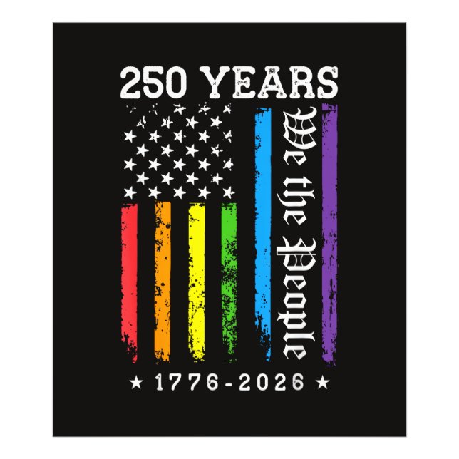 Impression Photo 250 Ans de Drapeau de Fierté LGBT Américain 250e A (Devant)