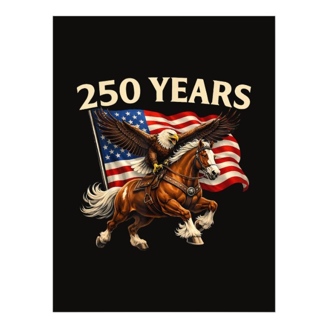 Impression Photo 250e anniversaire USA cheval occidental aigle (Devant)