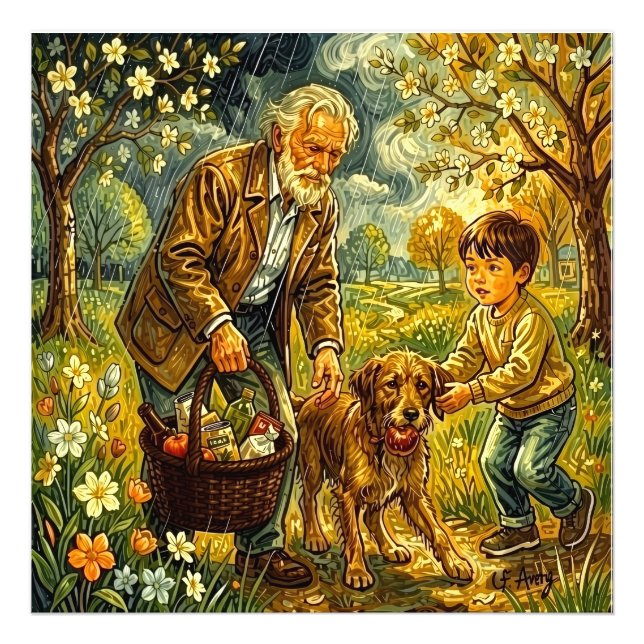 Impression Photo 27.03" x 27.03 Grandpa Rainy Day (Devant)