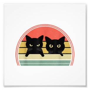 Impression Photo 2 Chats noirs Pékin Vintage Retro Chat Animal Love