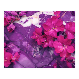 Impression Photo 3D Floral Fuchsia & Purple Marble Art