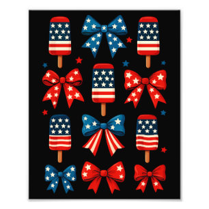 Impression Photo 4 juillet Cute Popsicle Coquette Bow Patriotique
