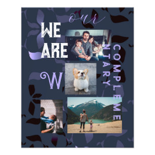 Impression Photo 4 Photos de famille et citations Feuilles bleu mar