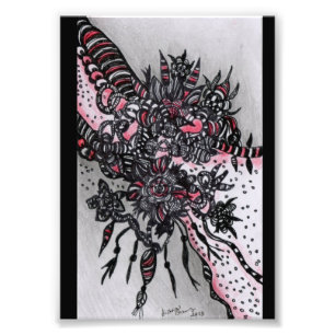 Impression Photo 4x6 ACEO.  Copie d'art. Rouge et noir