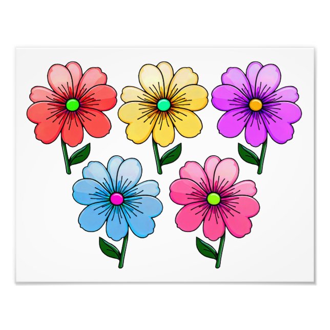 Impression Photo 5 Fleurs de couleur (Devant)