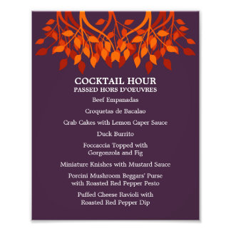 Impression Photo 8 x 10 Cocktail Table Menu pour l'encadrement
