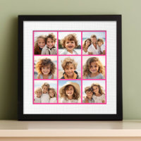 9 Collage de photos - Grille moderne sur fond rose