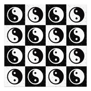 Impression Photo À damiers blanc noir Yin-yang Zen Block Imprimer