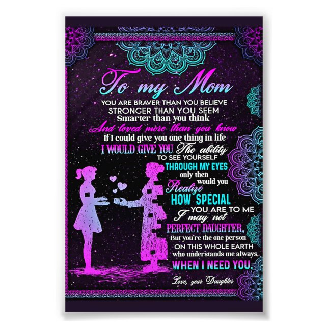 Impression Photo À Mon Cadeau Maman Et Fille, Idée Cadeau Maman (Devant)