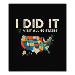 Impression Photo A visité les 50 États américains - Carte de voyage