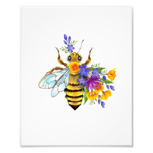 Impression Photo Abeille à fleurs avec plantes sauvages