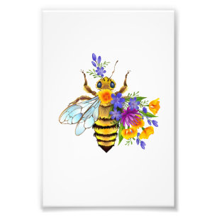 Impression Photo Abeille à fleurs avec plantes sauvages