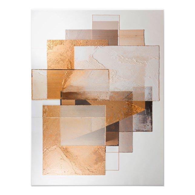 Impression Photo Abstract Geometric Collage with Earth Tones (Devant)