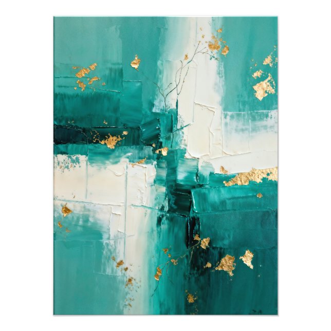 Impression Photo Abstract Teal and Gold Painting (Devant)
