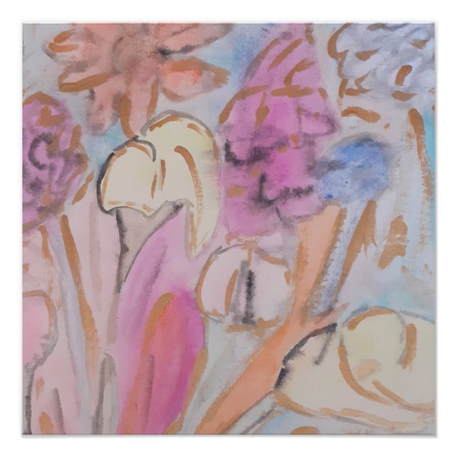 Impression Photo Abstrait Pastel Floral (Devant)