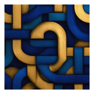Impression Photo Abstrait Tressé Bleu Or Élégant Inspiré du Celtiqu