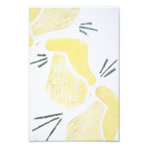 Impression photo Abstraite en bloc de linocut jaun