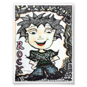 Impression Photo ACEO 4x5.4 Caricature Rocker avec art