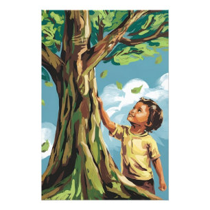 Impression Photo Admiration de l'enfant : Affiche d'arbre moderne v