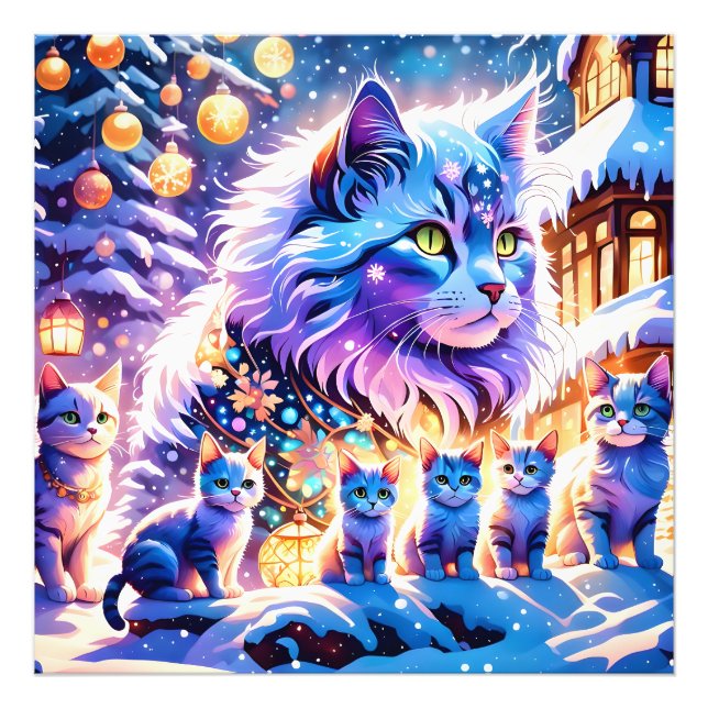 Impression Photo Affichage des chats de Noël (Devant)