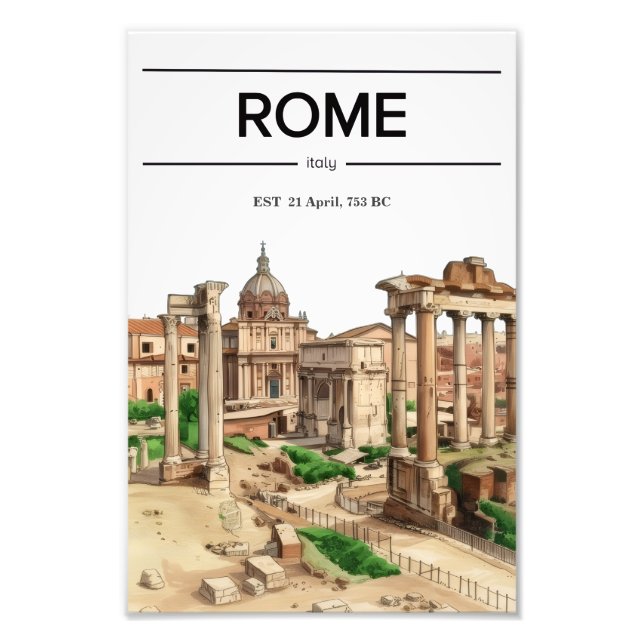 Impression Photo Affiche aquarelle du Forum Romain de Rome  (Devant)