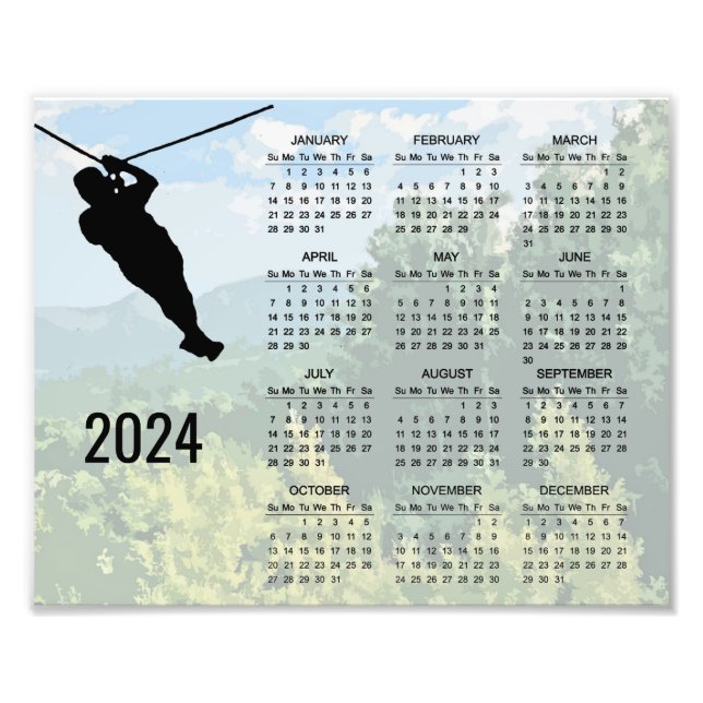 Impression Photo Affiche Calendrier de Zipline Adventure 2024 (Devant)