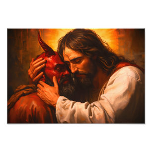 Impression Photo Affiche Christ Embracer Lucifer Imprimer