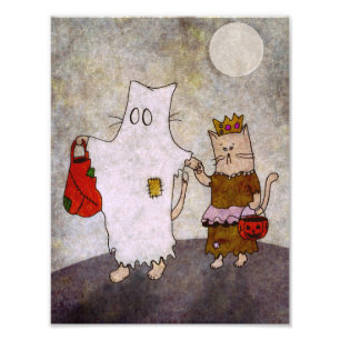 Impression Photo Affiche d'art de chat de Halloween