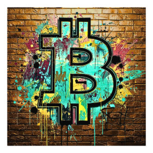 Impression Photo Affiche d'art de rue Bitcoin – Conception de graff
