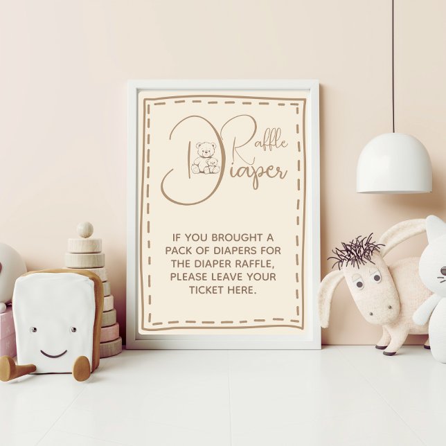 Impression Photo Affiche de Baby Shower Ourson Mignon Rustique avec (Créateur téléchargé)