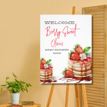 Affiche de bienvenue baby shower sucré aux fraises