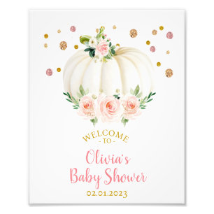 Impression Photo Affiche de bienvenue citrouille Baby shower