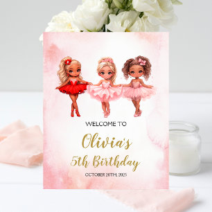 Impression Photo Affiche de bienvenue d'anniversaire de Ballerina,