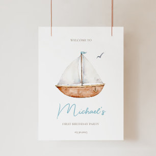 Impression Photo Affiche de bienvenue d'anniversaire nautique