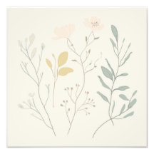 Affiche de botanique douce – Florale pastel minima