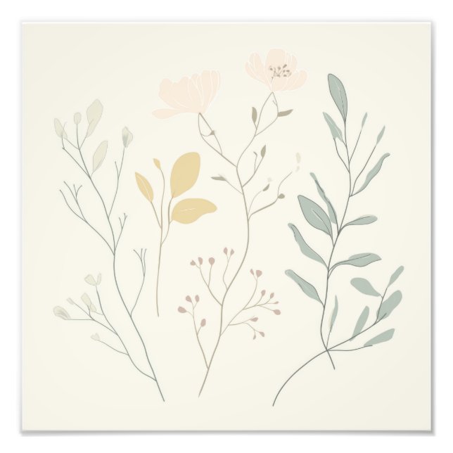 Impression Photo Affiche de botanique douce – Florale pastel minima (Devant)