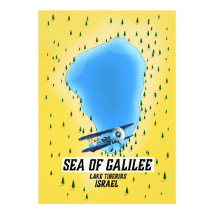Impression Photo Affiche de carte de la mer de Galilée Israël