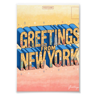 Impression Photo Affiche de carte postale à grandes lettres de New