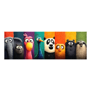 Impression Photo Affiche de couleur Amis Animaux Fantaisistes Descr