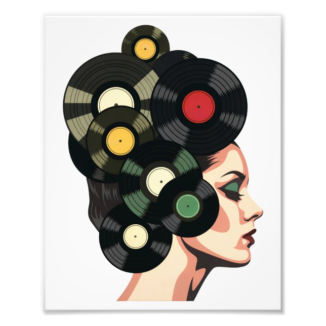 Impression Photo Affiche de disque vinyle rétro stylisée (Devant)