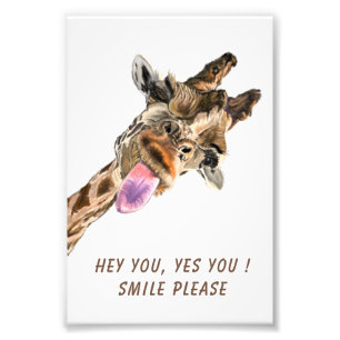 Impression Photo Affiche de girafe amusante avec texte personnalisé