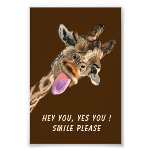 Impression Photo Affiche de girafe amusante couleur et texte person