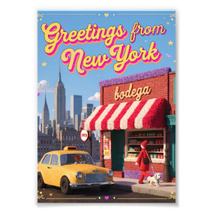 Impression Photo Affiche de la bodega nocturne de New York Taxi Sky