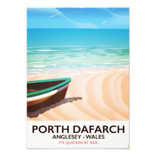 Impression Photo Affiche de la plage galloise de Porth Dafarch, Ang