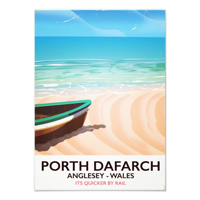 Impression Photo Affiche de la plage galloise de Porth Dafarch, Ang (Devant)