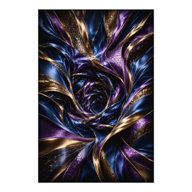 Impression Photo Affiche de luxe Violet de minuit Vortex Abstrait 3 (Devant)