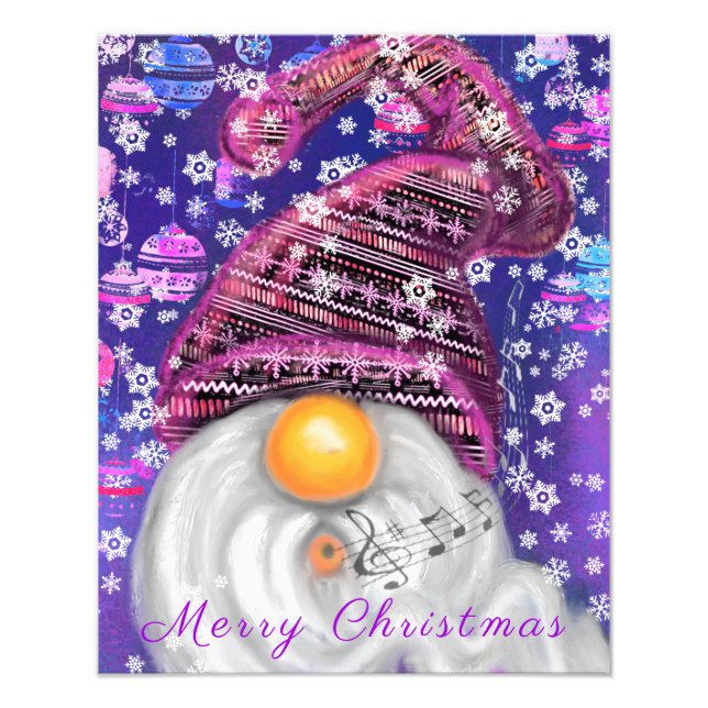 Impression Photo Affiche de Noël avec Happy Gnome (Devant)