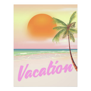 Impression Photo Affiche de plage de vacances vintage des années 19