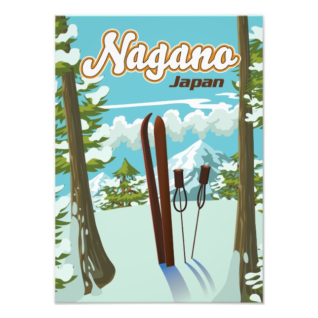 Impression Photo Affiche de ski de Nagano Japon (Devant)